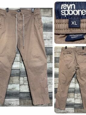 Reyn Spooner Beach Twill Chino Drawstring Pants Men’s XL Brown (Inseam 29) READ